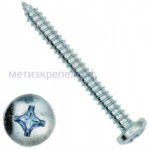 Саморез с полукруглой головкой 2,9х19 DIN 7981 (ISO 7049) форма C, оцинкованный