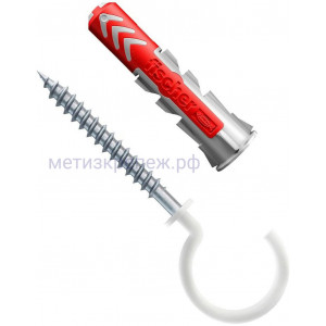Дюбель 8х40 с круглым крючком с нейлоновым покрытием RH Fischer DUOPOWER N K NV 535482, нейлон, 4 штуки в блистере