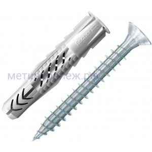 Универсальный дюбель Fischer UX 10х60 R S/20 с кромкой и шурупом 94761, нейлон