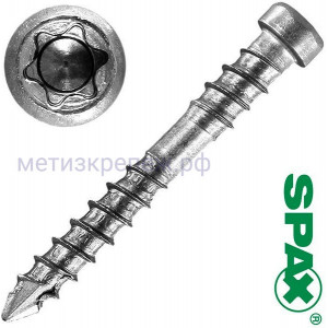 Саморез для террас 5х70 SPAX 4507000500709 с цилиндрической головкой, шлиц T-Star, нержавеющая сталь А2 (100 шт)