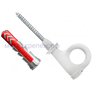 Дюбель 8х40 с винтом и проушиной EasyHook Fischer DUOPOWER 557927, нейлон, 4 шт в блистере