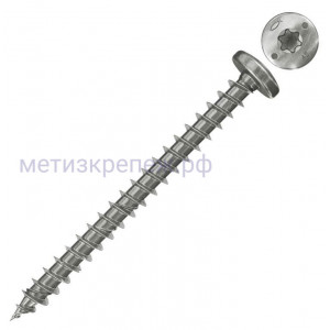 Саморез с полукруглой головкой и полной резьбой 5,0х50 мм Fischer FPF-PT A2F 657383, нержавеющая сталь А2 (50 шт)