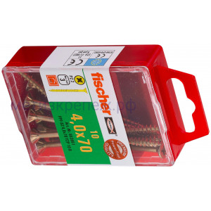 Саморез потай 4х70 мм Fischer FPF-SZ YZP 653951, неполная резьба, желтый цинк (10 шт)