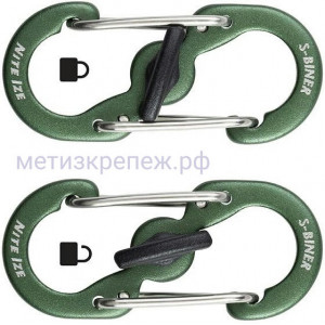 Карабин алюминиевый с блокировкой Nite Ize S-Biner MicroLock LSBMA-08-2R6, 2 шт, оливковый