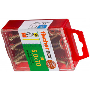 Саморез потай 5х70 мм Fischer FPF-SZ YZP 653971, неполная резьба, желтый цинк (10 шт)