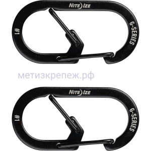 Карабин двухкамерный Nite Ize G-Biner GS1-01-2R6, черный, размер 1, 2 шт