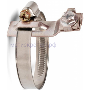 Хомут червячный 180-200/9 мм с заземлением, нержавеющая сталь W2