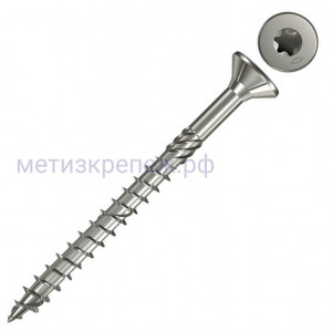 Саморез 6х200 мм с потайной головкой и неполной резьбой Fischer FPF-ST А4P 657407, нержавеющая сталь А4 (100 шт)