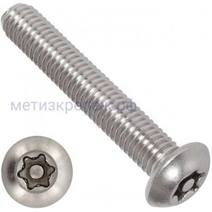 Винт с полукруглой головкой TORX-Pin М10х16 ISO (DIN) 7380, нержавеющая сталь А2