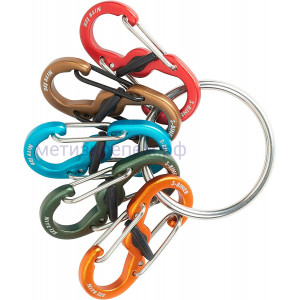 Набор карабинов для ключей Nite lze KeyRing Locker S-biner KRGA-A1-R3 5 шт, алюминий