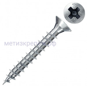 Саморез с потайной головкой 3,0х25 мм Fischer FHT-SZ ZPF для мебельных петель 660307, оцинкованная сталь