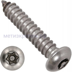 Саморез с полукруглой головкой DIN 7981 3,5х16 TORX-Pin T10, нержавеющая сталь А2