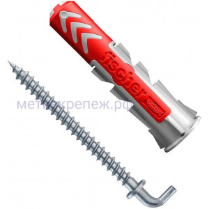Дюбель 10x50 с угловым крюком WH Fischer DUOPOWER K NV 535002, нейлон, 2 штуки в блистере