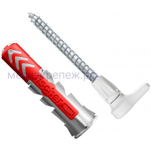 Дюбель 10х50 с винтом и угловым крюком EasyHook Fischer DUOPOWER 557918, нейлон, 2 шт в блистере