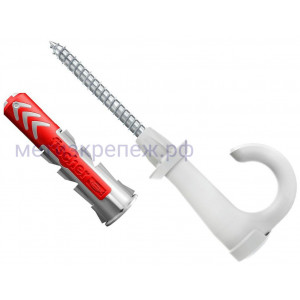 Дюбель 6х30 c винтом и круглым крюком EasyHook Fischer DUOPOWER 557923, нейлон, 6 шт в блистере