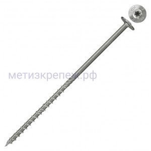 Саморез 6х160 мм с тарельчатой головкой и неполной резьбой Fischer FPF-WT А2P 657438, нержавеющая сталь А2 (100 шт)