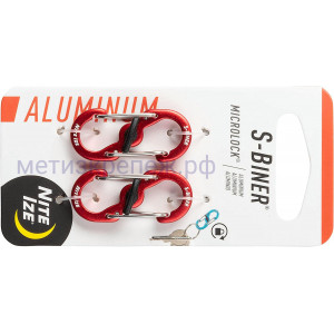 Карабин алюминиевый с блокировкой Nite Ize S-Biner MicroLock LSBMA-10-2R6, 2 шт, красный